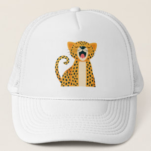 Grillige safari dier gaapende cheetah cartoon trucker pet