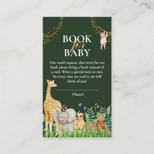 grillige Safari Oerwoud Baby shower Boek voor Baby Informatiekaartje