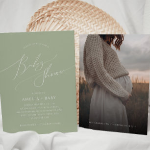 grillige salie groen   Foto Baby shower Kaart