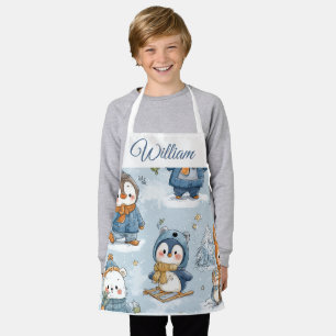 Grillige Schaatsende Pinguïns Kinder Schort   Aang
