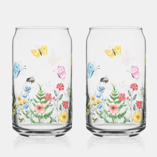 grillige schetsmatige wilde bloemkunst blikvorm glas (Voorkant)