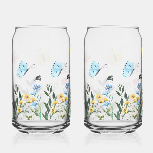 grillige schetsmatige wilde bloemkunst blikvorm glas (Rechts)