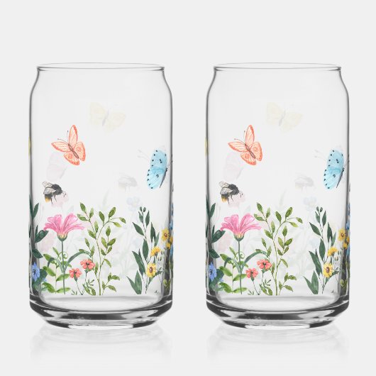 grillige schetsmatige wilde bloemkunst blikvorm glas (Achterkant)