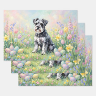 Grillige Schnauzer met Paaseieren Inpakpapier Vel