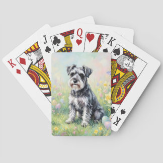 Grillige Schnauzer met Paaseieren Pokerkaarten