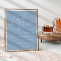 Grillige Schrift Stof Blauw Handtekening Dranken B