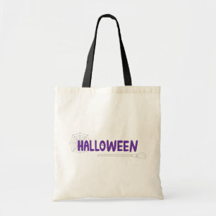 Grillige script met spinnenweb en magische bezem tote bag