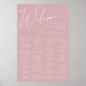 Grillige script | Stof-roze alfabetische zitplaats Poster (Voorkant)