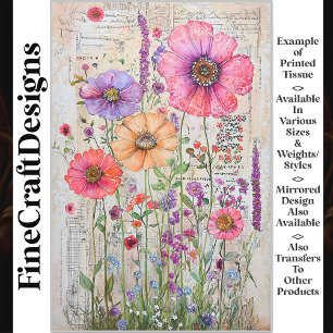 Grillige Shabby Chic Wilde Bloemen S8L Decoupage Tissuepapier