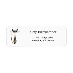 grillige siamese cat Cartoon retouradres Etiket
