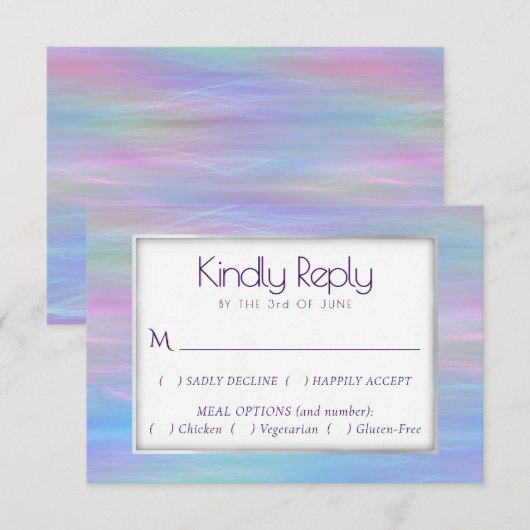 grillige slierten | Holo Fairy Pastel Regenboog En RSVP Kaartje (Voorkant / Achterkant)