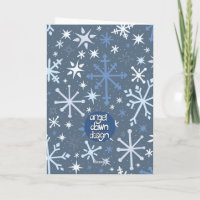 Grillige Sneeuwvlok Wenskaart in Blauwtinten