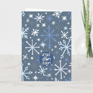 Grillige Sneeuwvlok Wenskaart in Blauwtinten Kaart