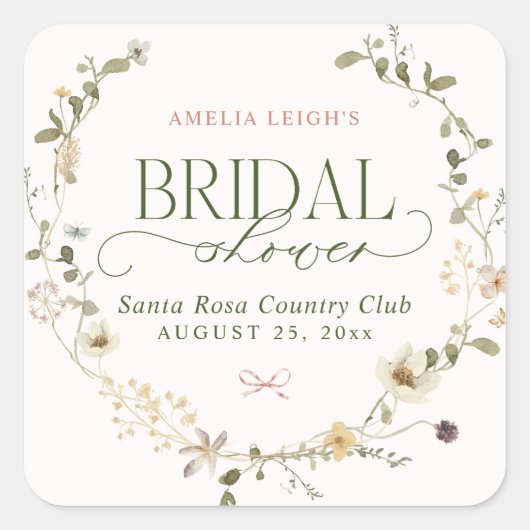 Grillige Sprookjestuin & Strikken Bruidsfeestje Vierkante Sticker (Voorkant)