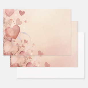 Grillige Stof Roze Hart Cascade Abstract Inpakpapier Vel