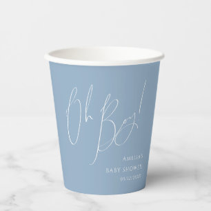 Grillige Stofblauwe Oh Boy Shower Papier Bekers