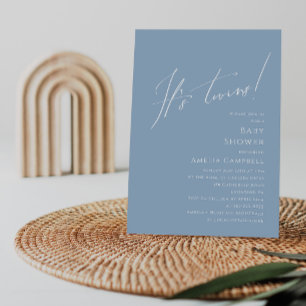 Grillige Stofblauwe Tweeling Baby Shower Kaart