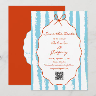 Grillige Strepen Handgeschilderde Huwelijk Save The Date