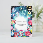 Grillige Strooi Candyland Verjaardag Bedankkaart (Staand voorkant)