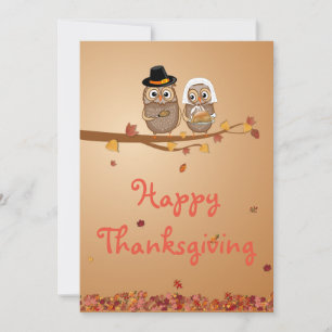grillige Thanksgiving uilen Feestdagenkaart