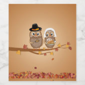 grillige Thanksgiving uilen Wijn Etiket (Enkel label)