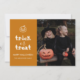 Grillige Trick or Treat Script Halloween-foto Feestdagenkaart