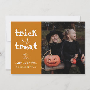 Grillige Trick or Treat Script Halloween-foto Feestdagenkaart
