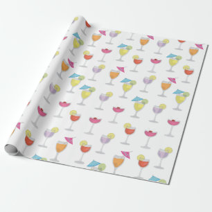 Grillige Tropische Kleurrijke Schattige Cocktail D Cadeaupapier