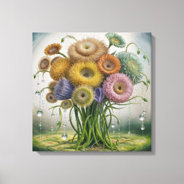 Grillige tuin bloeit canvas afdruk