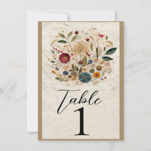 grillige tuin geperst bloemen tafel nummer kaart