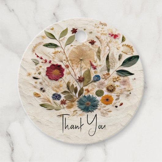 grillige tuin geperste bloemen bohemian bruiloft bedankjes labels (Voorkant)