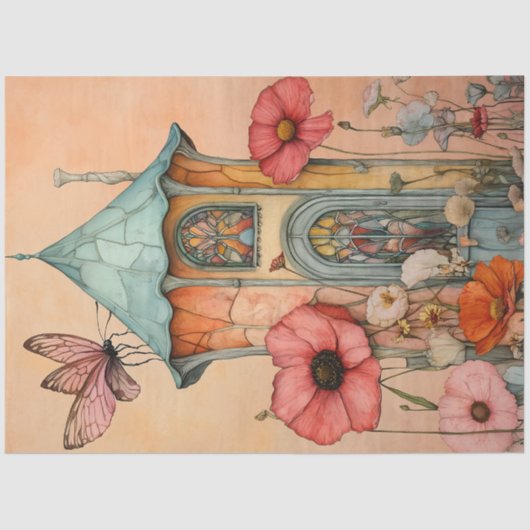 GRILLIGE TUIN SPROOKJESHUIS DECOUPAGE TISSUEPAPIER (Voorkant)