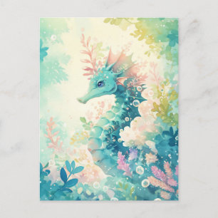 Grillige Turquoise Zeepaard en Munt Botanisch Desi Briefkaart