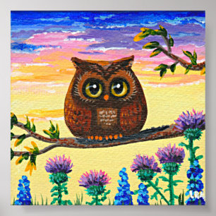 Grillige Uil Kunst Kunst Bos Creationarts Poster
