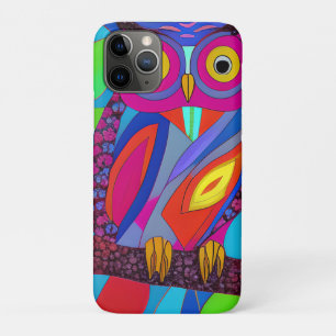 Grillige Uil met Kleurrijke Veren iPhone 11 Pro Hoesje