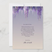 Grillige Verlopende Paarse Bloem Foto Bruiloft Bedankkaart (Achterkant)