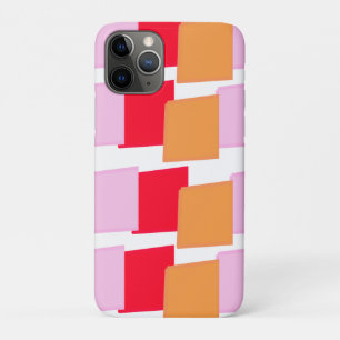 Grillige Vierkanten Rood Oranje Roze iPhone 11 Pro Hoesje