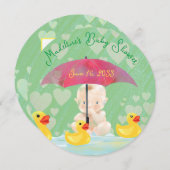 Grillige Vintage Paraplu Ronde Baby Shower Kaart (Voorkant / Achterkant)