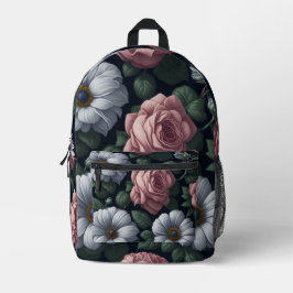 Grillige Vintage Rozen en Madeliefjes Donker Bloem Bedrukte Rugzak
