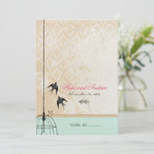Grillige Vintage Vogelkooi Trouwkaarten Kaart (Staand voorkant)