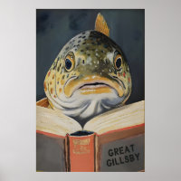 Grillige Vis Boek Liefhebber Muurkunst Literair