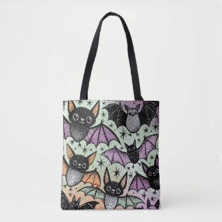 Grillige Vleermuizen Patroon Halloween Draagtas