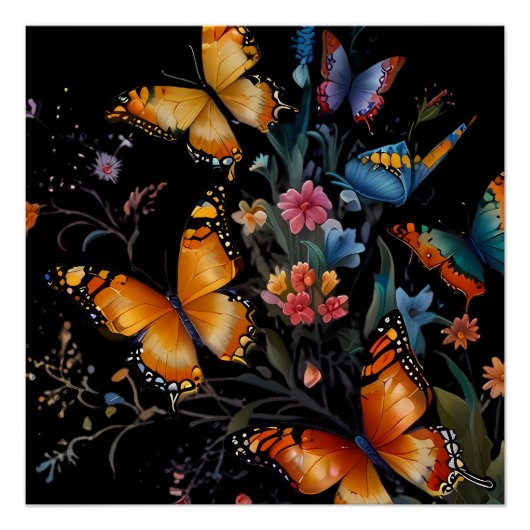grillige vlindertuin perfect poster (Voorkant)