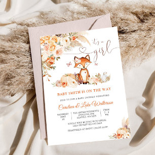Grillige Vos Meisje Baby Shower Uitnodiging