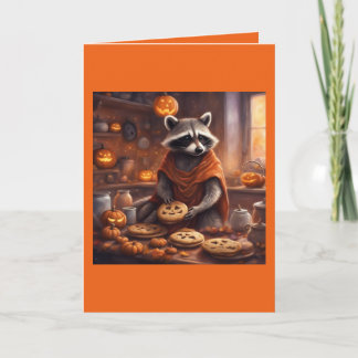 Grillige wasbeer in verkleed met snoep Halloween Kaart
