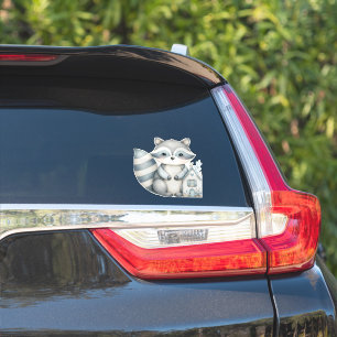 Grillige Wasbeer Nacht Boshuisje Scene Sticker