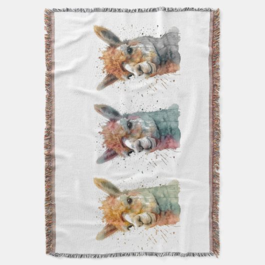 grillige Waterverf alpaca's Deken (Voorkant Verticaal)