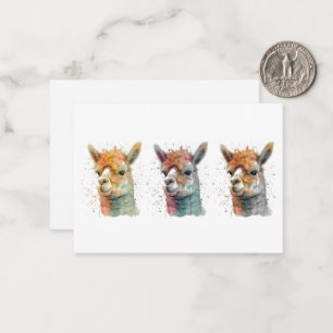 grillige Waterverf alpaca's Notitiekaartje