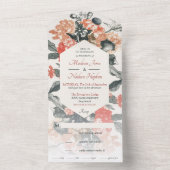  grillige Waterverf bloemenbruiloft All In One Uitnodiging (Binnen)