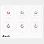 grillige Waterverf eenhoorn roze dank je Ronde Sticker (Vel)